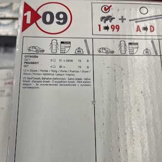 Barra tejadilho para Citroen C5, e Peugeot 607
