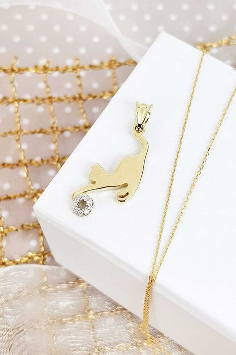 Złota zawieszka do łańcuszka kotek pr. 585