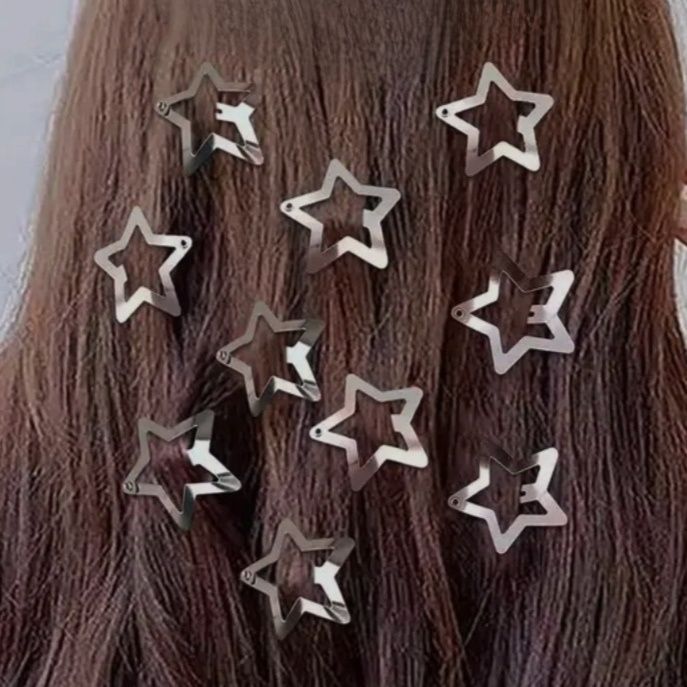 NOWE 10 sztuk Spinki Gwiazdy Gwiazdki srebrne do włosów 3 cm