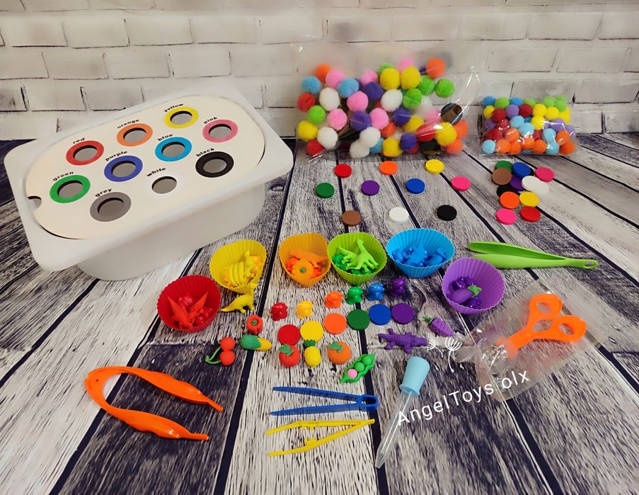 Великий набір IKEA сенсорної активності коробка сортер 12+, пінцет та