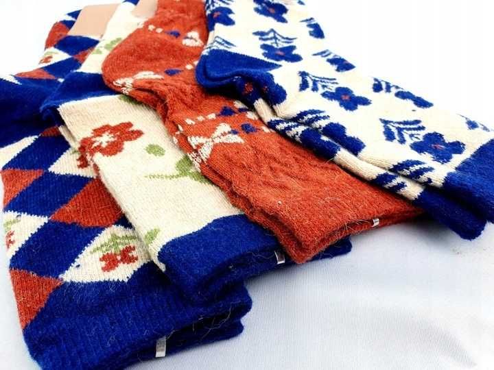 4x Skarpetki Wełniane Damskie Ciepłe Naturalne Premium Jakość 39-42