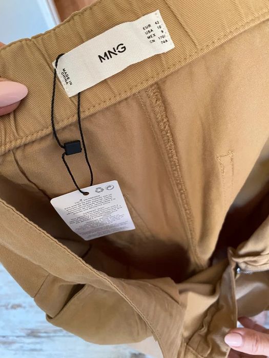 MNG mango spodnie chinos baggy wysoki stan kamel