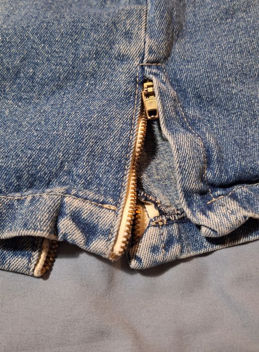 Saia de ganga c/ bordado e bolsos