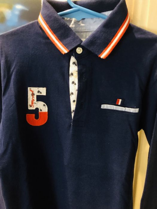 Polo long sleeve manga comprida azul tam. 8 como novo rapaz