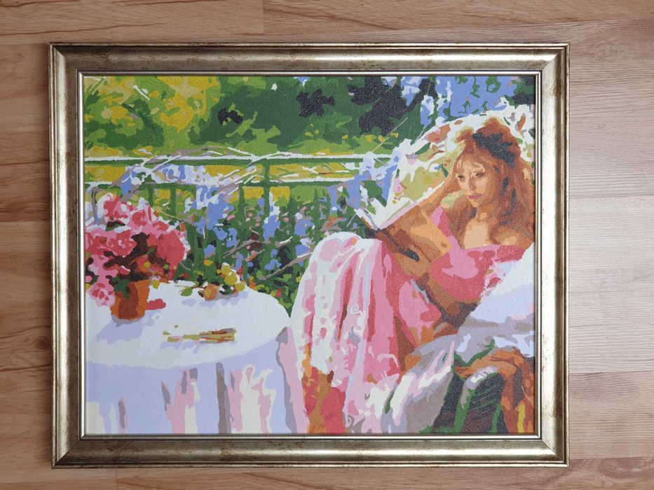 Obraz akrylowy malowany po numerkach: Kobieta z książką