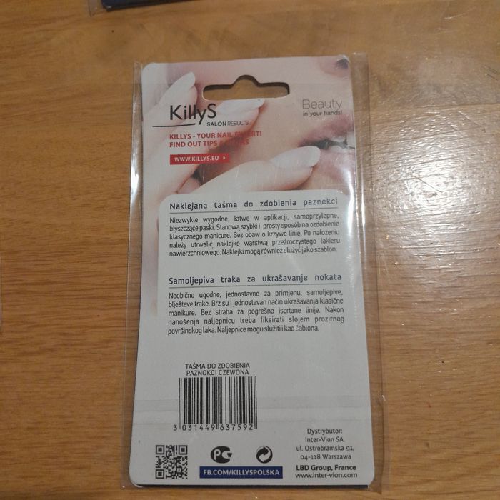 KillyS Beauty taśma do zdobienia paznokci Czerwona 25 szt/opakowań