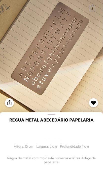 Régua Metal Abecedário Papelaria Zara Home NOVO
