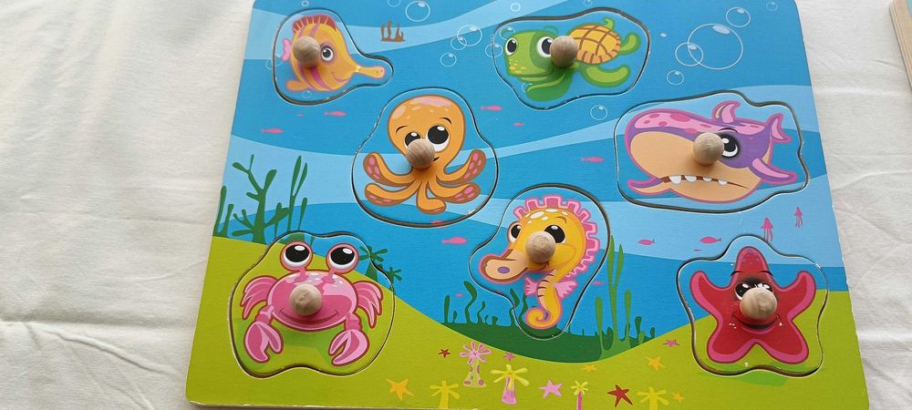 Układanka, pierwsze puzzle dla najmłodszych drewniane grube elementy