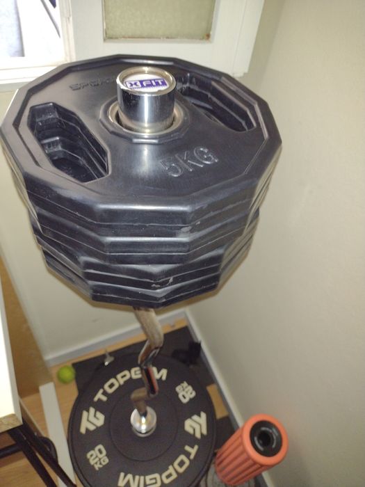 Discos de musculação 50mm e barra olímpica