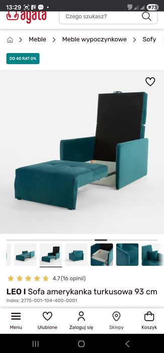 Nowa sofa amerykanka Leo 1 rozkładana z pojemnikiem