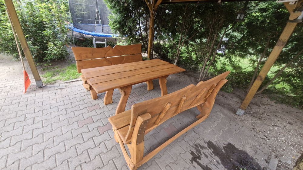 Meble ogrodowe drewniane zestaw komplet