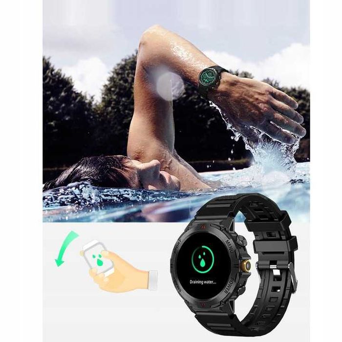 POLSKIE MENU Smartwatch męski wodoodporny pomiary rozmowy mikrofon EKG