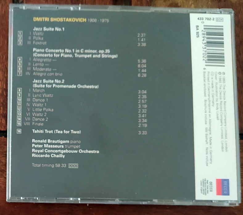 Shostakovich: Jazz Music (Concertgebouw, Riccardo Chailly) Decca CD