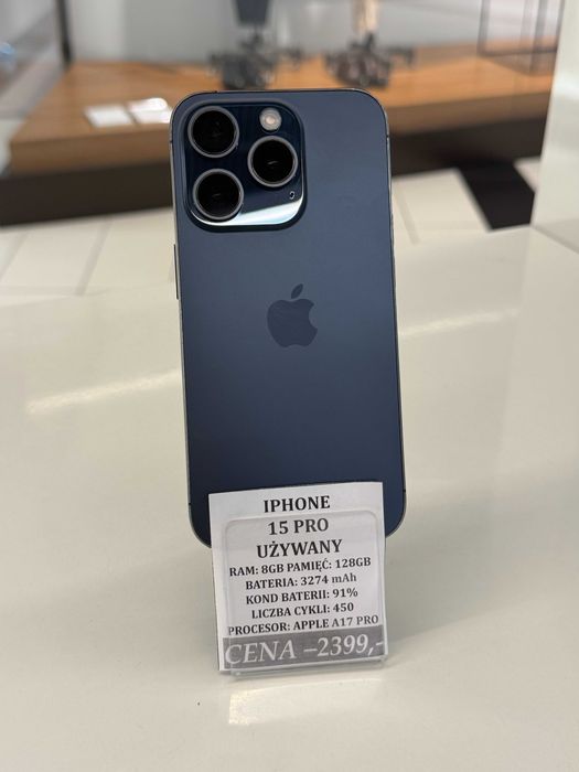 iPhone 15 Pro 128GB Bat 91% Topcase Vivo *Raty 0%