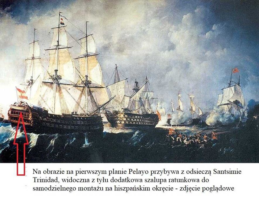 Zestaw Santisima Trinidad - model drewniany i dodatki  statek okręt