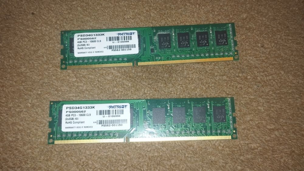 Kości ram 2x4gb ddr3