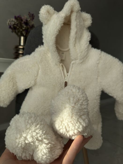 Демісезонний комбінезон хутряний H&M тедді ведмедик4 - 6 місяців 62-68