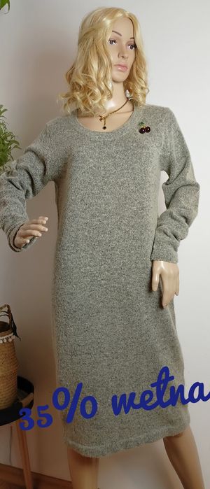 Jasnoszara sukienka ICHI comfort chic skandynawska elegancja