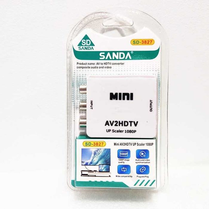Conversor RCA-AV para HDMI 1080p Sanda SC-3827 Novos em caixa
