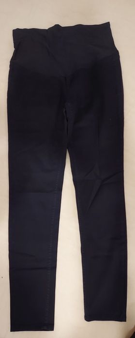 Spodnie ciążowe granatowe materiałowe H&M 36 S gumka na brzuch kieszen