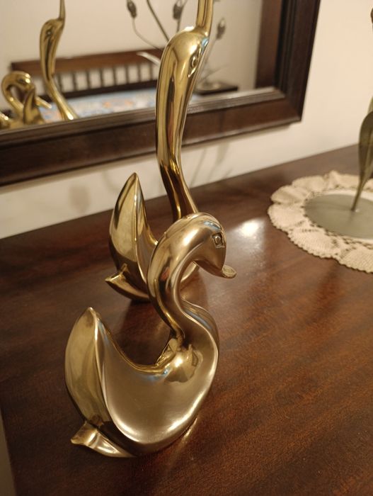 Conjunto cisnes em bronze