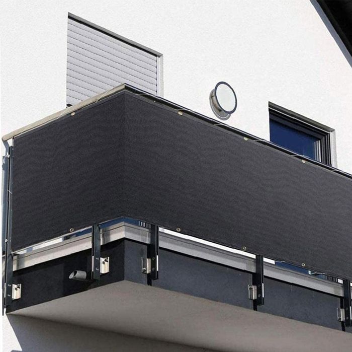Osłona na balkon 90x500cm czarna balkonowa mata siatka cieniująca