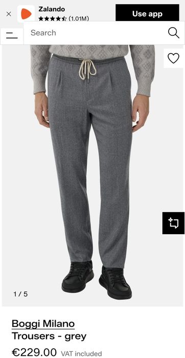 Boggi Milano City Trousers In Flannel Grey Loro Wool Men's/48/M-L