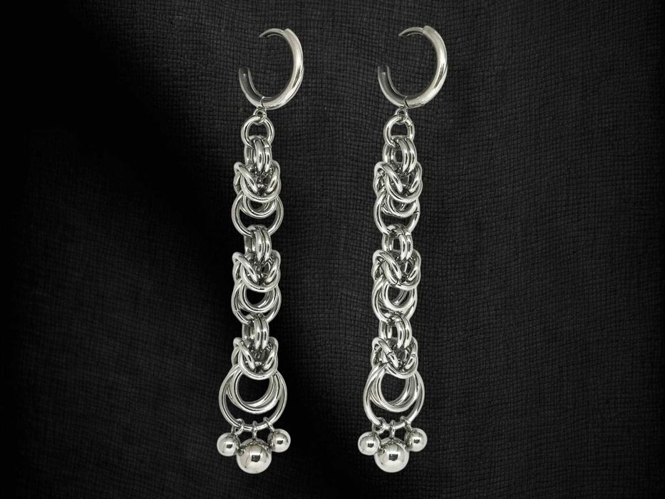 Kolczyki wiszące chainmaille stal chirurgiczna wodoodporne eleganckie