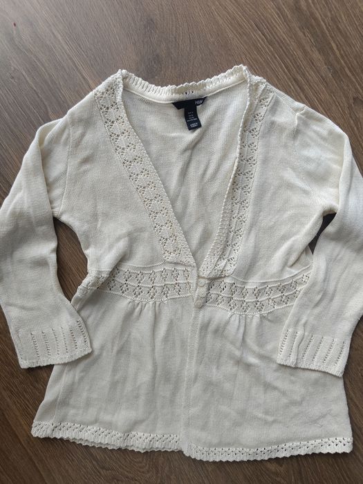 Sweter  rozpinany h&m M 38 kremowy