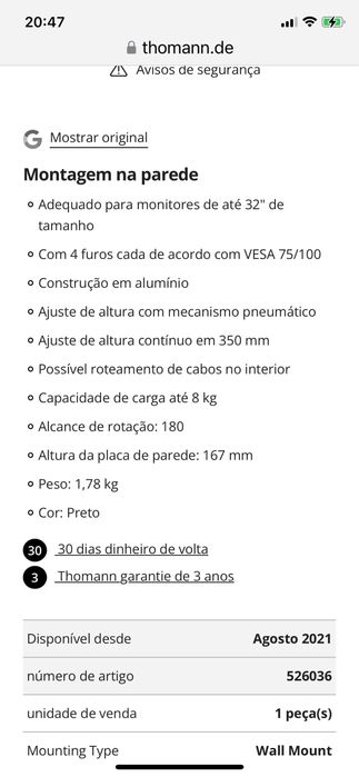 Suporte vesa p/ Monitor