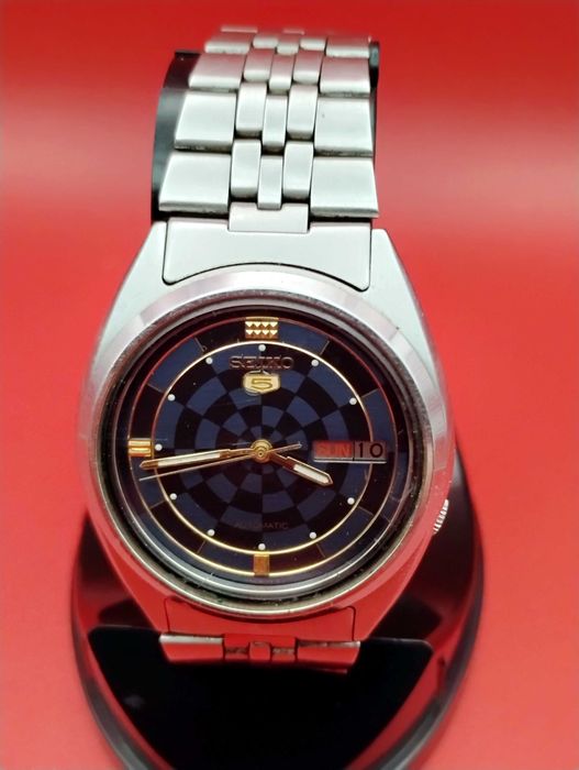 Zegarek męski  SEIKO 5  z kalendarzem stalowy automatyczny  granatowy