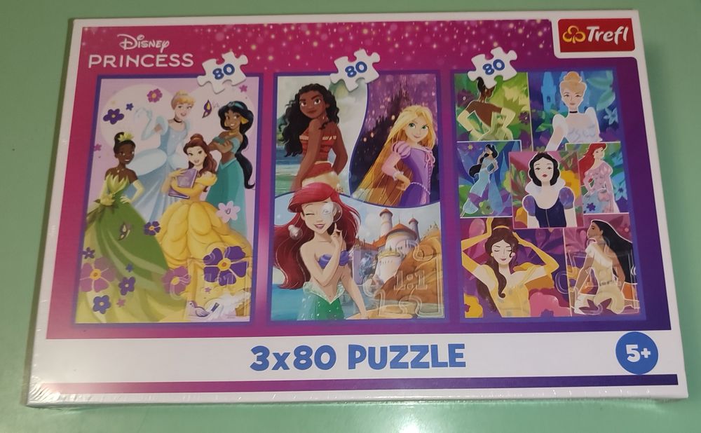 Пазли trefl disney принцеси, 3 шт по 80 деталей