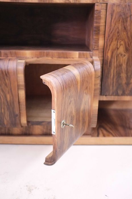 ART DECO, mała komoda, barek, RTV retro, vintage, orzech, renowacja