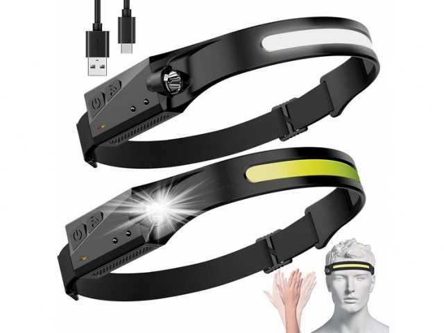 Latarka czołowa czołówka led cob czujnik ruchu usb