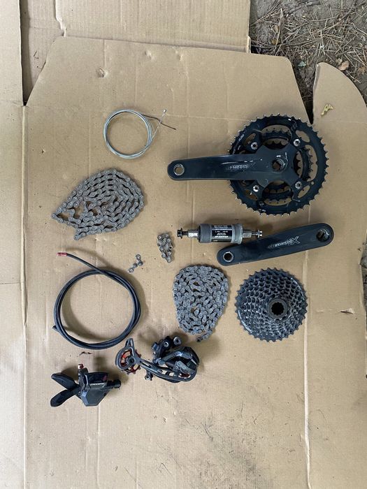 Napęd Shimano Deore 9rz pełny zestaw korba kaseta 2 łańcuchy bardzo dobry stan