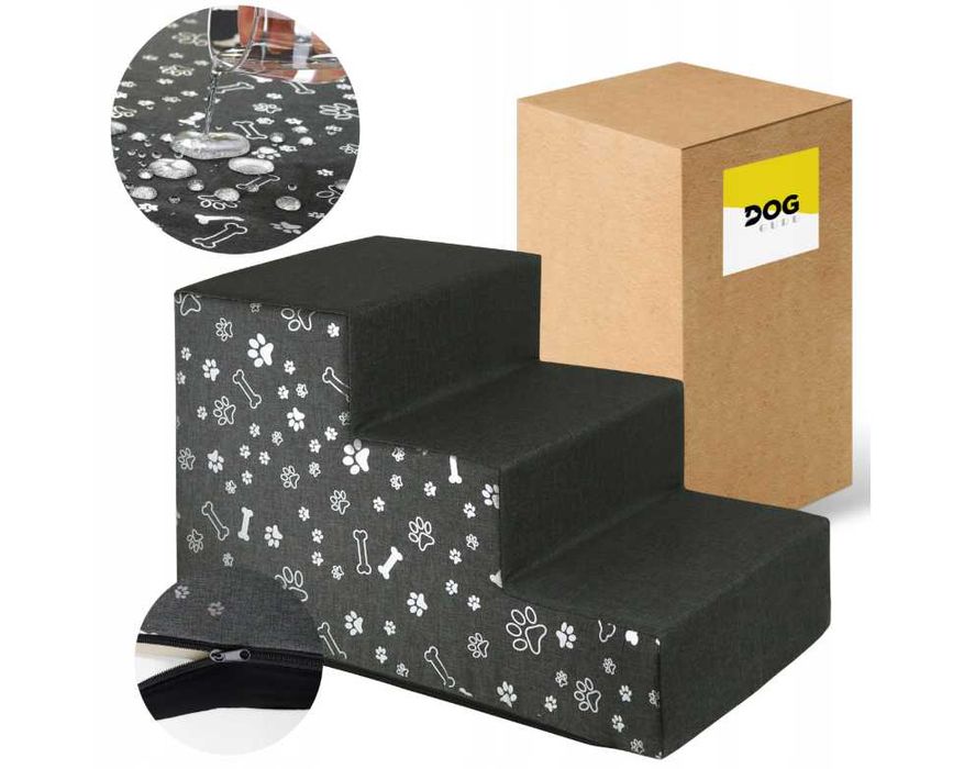 ZESTAW Schody + Legowisko dla Psa Pupila 70x50 podest rampa posłanie