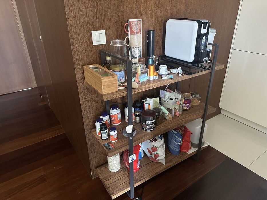 Estante 3 prateleiras preta/nogueira