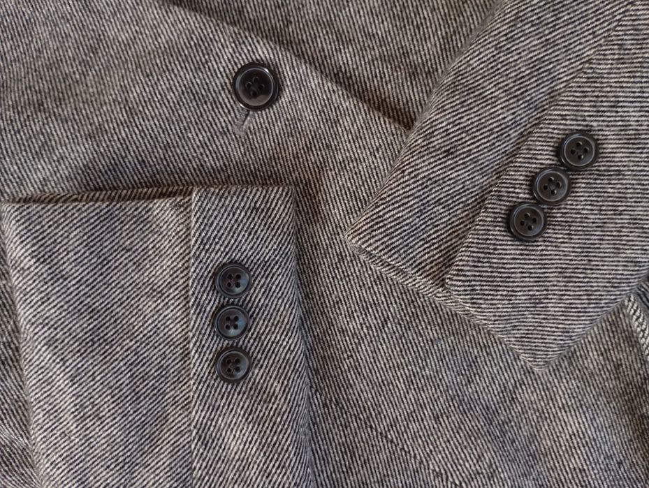H&M 7-8L elegancka szara wełniana marynarka jodełka
