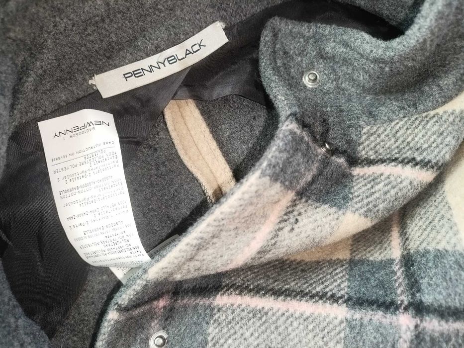 Max Mara flauszowy płaszcz w kratę 40