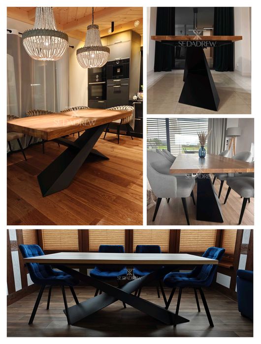 stół stolik loft dębowy rozkładany na wymiar lite drewno