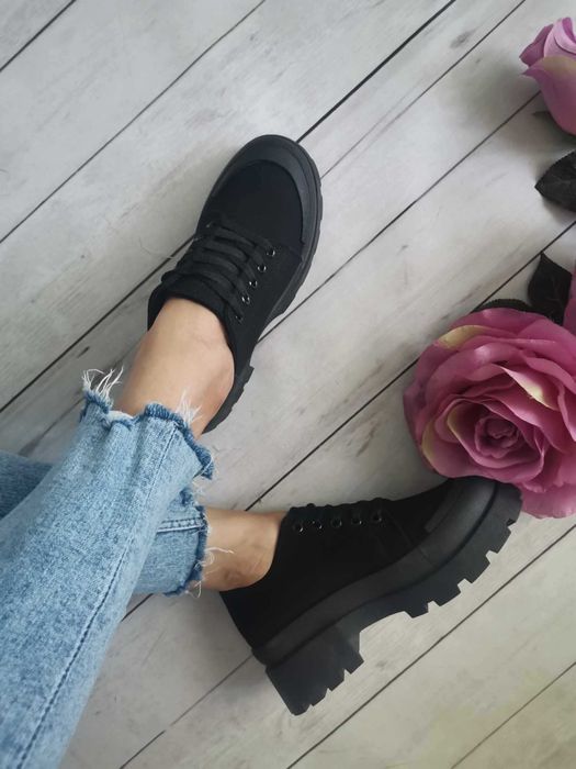 Extra OKSFORDY buty półbuty trampki czarne r. 36