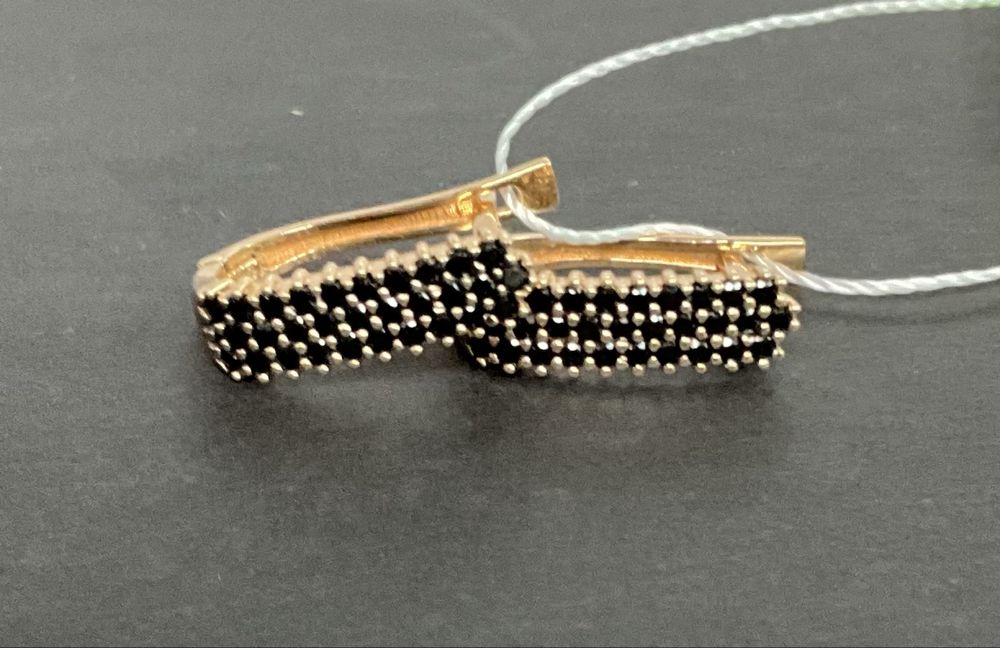 Сережки, золото585, красное, длина 1,7 см, цирконий