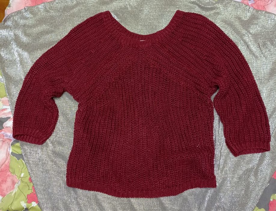 Burgundowy sweter Massimo Dutti