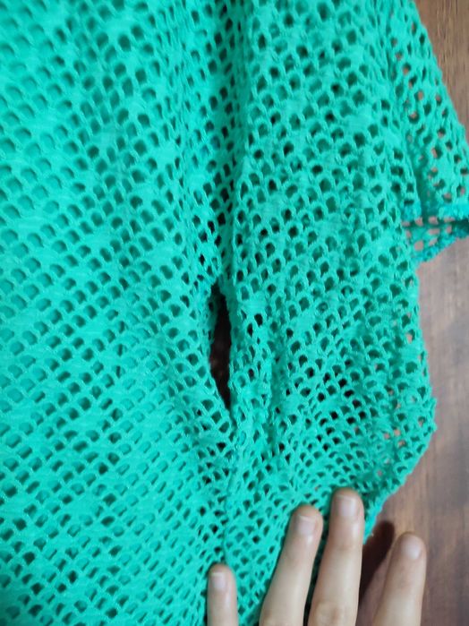 Top Verde Água Mangas Borboleta