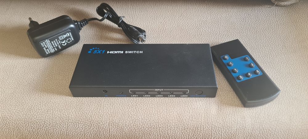 Switch HDMI 5 input e 1 Output ativo com telecomando64740064506754123