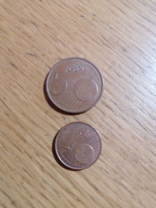 Moedas de 5 e 1 cêntimos de 1999