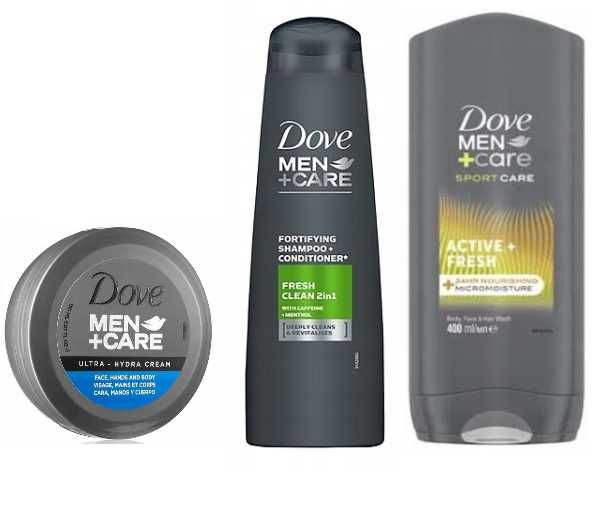 Zestaw Dove dla mężczyzn: szampon +żel pod prysznic + krem