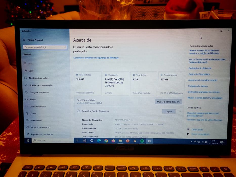 Portátil ASUS F509U 12Gb RAM