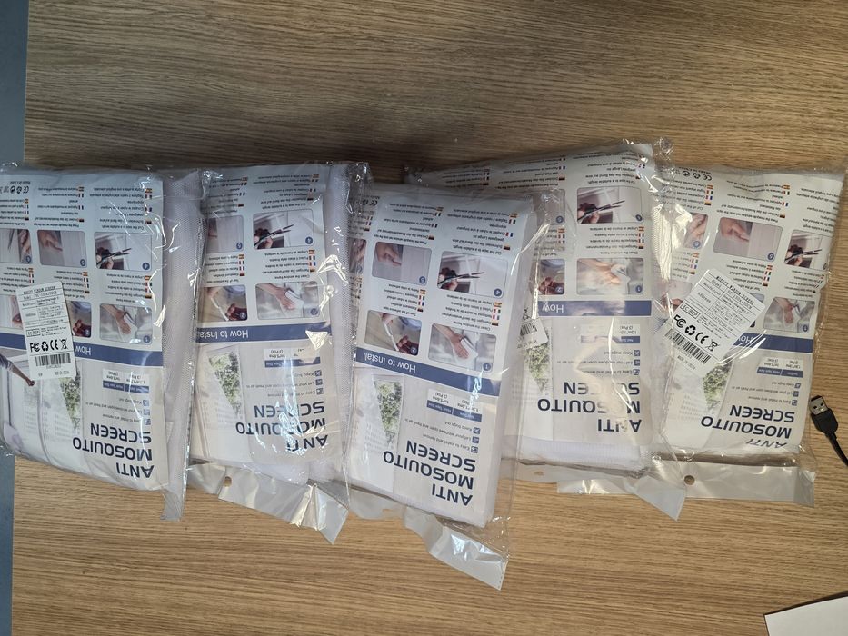 moskitiera okienna zestaw na komary  5 szt po 3 x 150x130