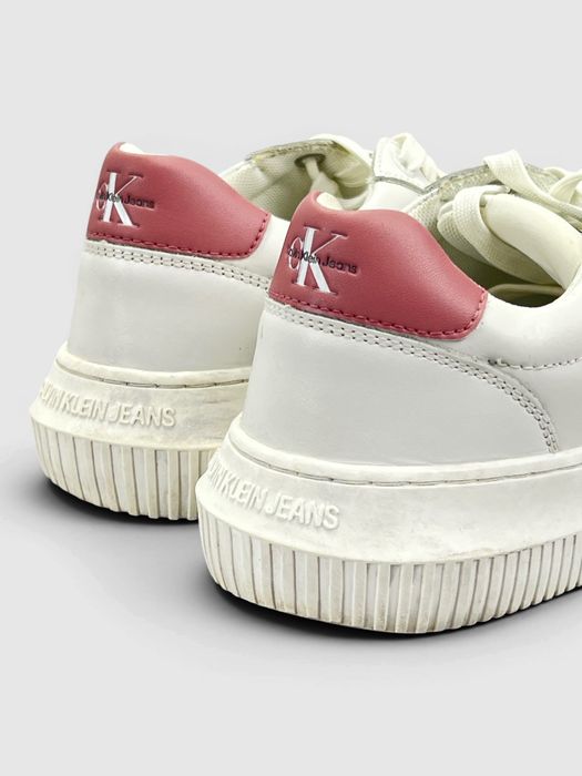 Buty Sportowe Calvin Klein Jeans Chunky Cupsole Monologo Biały Różowy Rozmiar 38